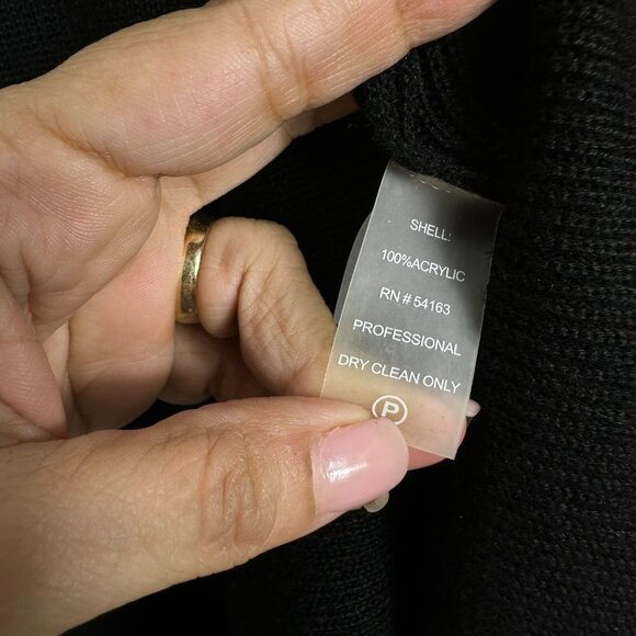 Calvin Klein Black Zip Cowl Neck Knit Sweater Dress Asymmetric Short Sleeve M - Picture 11 of 13